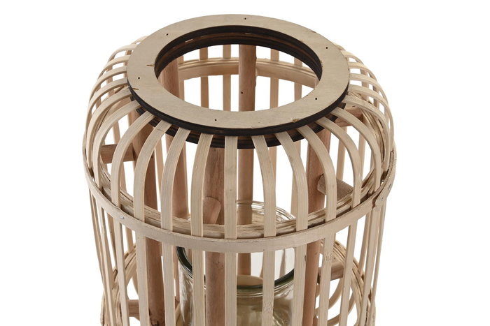 DKD Home Decor Portavelas de Bambú, Metal y Cristal Natural DKD Home Decor Portavelas de Bambú, Metal y Cristal Natural