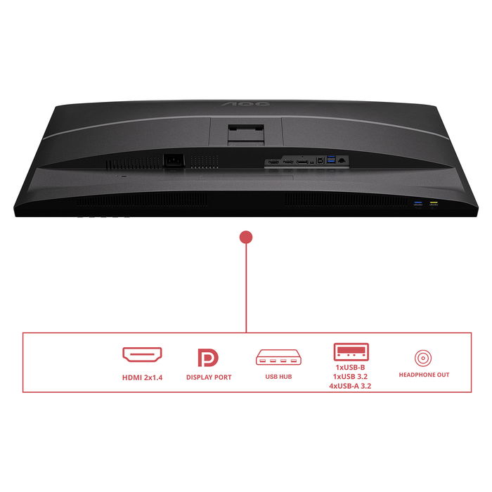 AOC Q32E4U Monitor Gaming 31.5" IPS 2560x1440 QHD 100Hz 4ms 350cd/m² HDR 2xHDMI 2.1 DisplayPort 1.4 USB Hub Negro - 5 Años Garantía