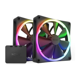 NZXT F140 RGB Twin Ventilador 140mm Negro 2 Piezas (RF-R14DF-B1) - Flujo Aire 89.48 CFM, 1800 RPM, LED RGB, Rodamiento FDB