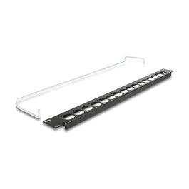 DeLOCK Panel de Conexión D-Typ de 19 Pulgadas, Patchpanel con Entlastungsschiene, 16 Puertos, 1U, Negro, Montaje en Rack, 78.1 mm
