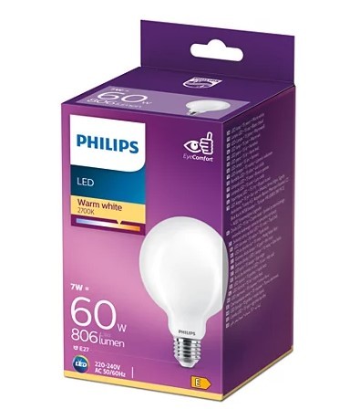 Philips Bombilla LED Cristal Equivalente 60W E27 Blanco Cálido