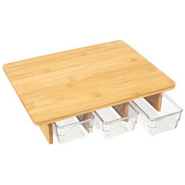 Cook Concept Tabla Cortar con 3 Cajones de Bambú y Plástico para Cocina Medidas 32x25 cm