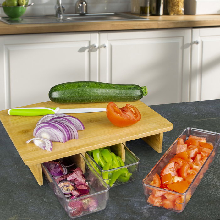 Cook Concept Tabla Cortar con 3 Cajones de Bambú y Plástico para Cocina Medidas 32x25 cm Cook Concept Tabla Cortar con 3 Cajones de Bambú y Plástico para Cocina Medidas 32x25 cm