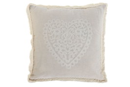 DKD Home Decor Cojin Romantico Crudo 45 x 45 cm Algodon Bordado (2 Unidades)