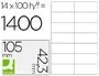 Q-connect KF10656 Etiquetas Adhesivas 105x42,3 mm para Ink-jet, Láser, Fotocopiadora, Caja 100 Hojas DIN A4