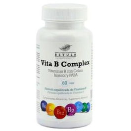 BETULA Vita B Complex 60 Cápsulas. Fórmula completa y equilibrada de vitaminas B para múltiples procesos corporales. Apto para vegetarianos.