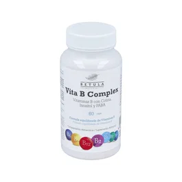 BETULA Vita B Complex 60 Cápsulas. Fórmula completa y equilibrada de vitaminas B para múltiples procesos corporales. Apto para vegetarianos.