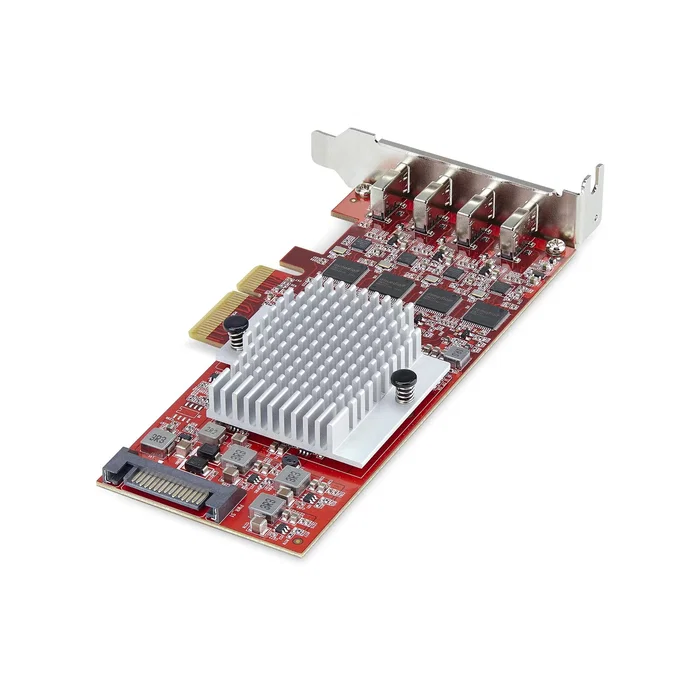 StarTech.com P10Q4C-USB-CARD-LP Tarjeta de Expansión PCIe 3.0 con 4 Puertos USB 3.2 Gen 2 Tipo-C (10 Gbps), con SATA para Alimentación y Soporte Perfil Bajo, TAA