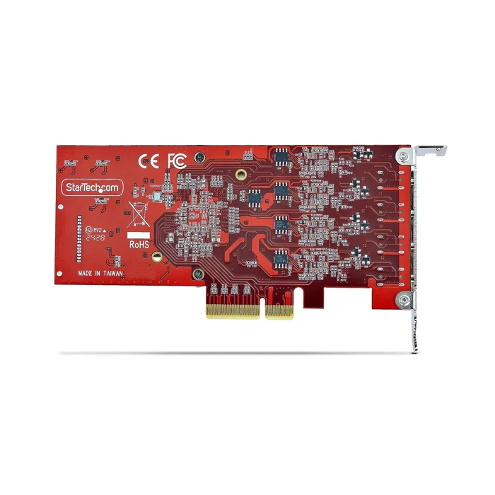 StarTech.com P10Q4C-USB-CARD-LP Tarjeta de Expansión PCIe 3.0 con 4 Puertos USB 3.2 Gen 2 Tipo-C (10 Gbps), con SATA para Alimentación y Soporte Perfil Bajo, TAA