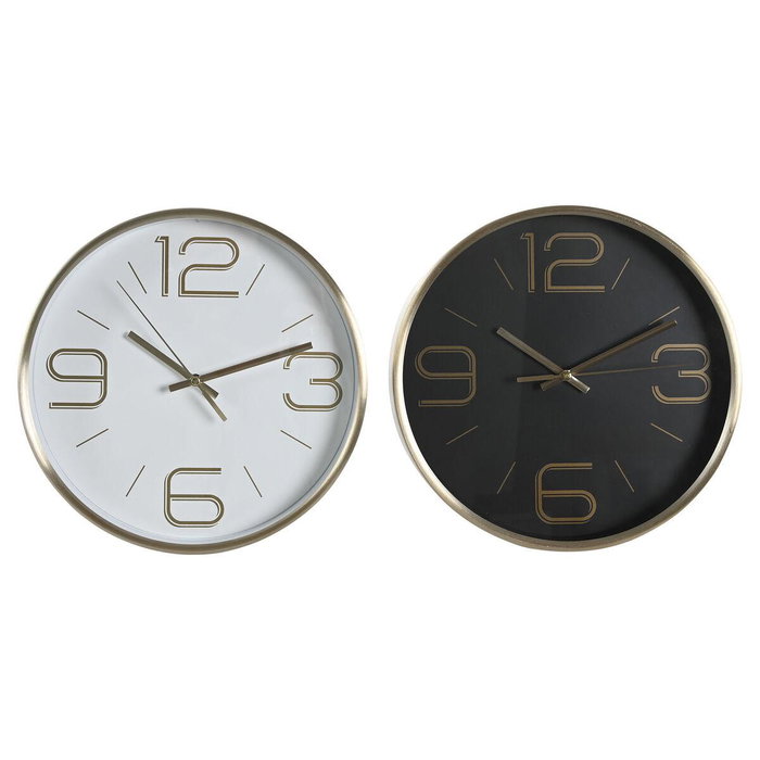 DKD Home Decor Reloj de Pared Glam 4 x 25 x 25 cm Aluminio Blanco Negro Dorado 2 Unidades DKD Home Decor Reloj de Pared Glam 4 x 25 x 25 cm Aluminio Blanco Negro Dorado 2 Unidades