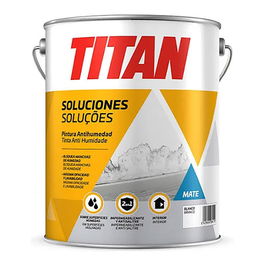 Titan Pintura antihumedad Blanca Mate Interior 1L para Paredes y Techos