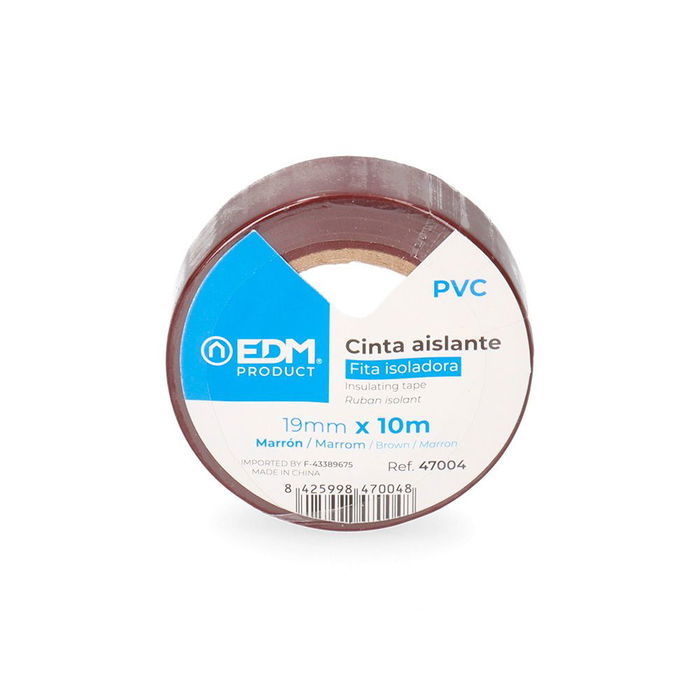 Edm Cinta aislante calidad supra marrón 19 mm x 10 m para electricidad