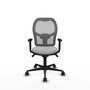 Silla de oficina Jorquera con mecanismo Sincro tapizada con Similpiel color Gris claro y malla color Gris. Equipada con lumbar 1D, Brazos 1D y Ruedas 65mm nailon