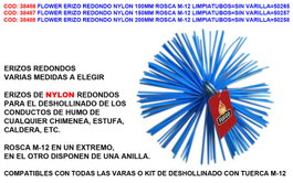 Erizo de nylon 200 mm rosca M-12 limpiatubos sin varilla