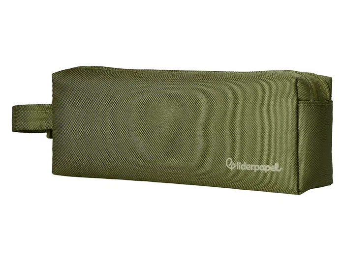 Liderpapel Estuche portatodo Classic rectangular con asa verde militar