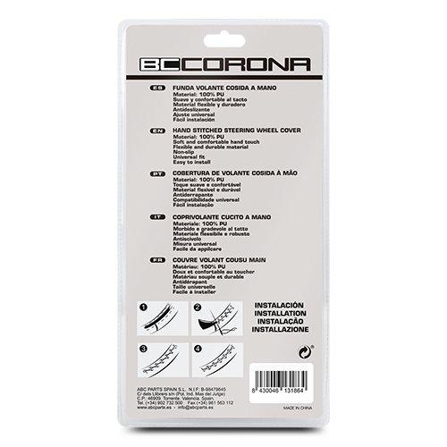 Funda Volante Negra Cosida CS6 INT30181 Cuero Sintético Ajuste Universal