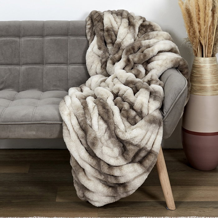 Home Deco Factory Manta Bicolor Suave Confortable Caliente 100% Poliéster Piel Sintética 140x200 cm