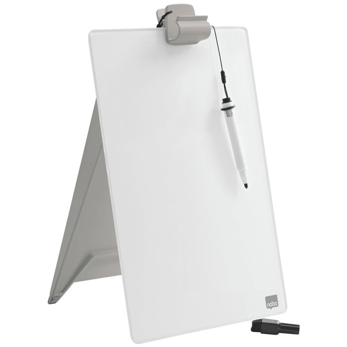 Nobo Atril de sobremesa pizarra de cristal borrado en seco blanco 216x297 mm Nobo Atril de sobremesa pizarra de cristal borrado en seco blanco 216x297 mm