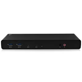 V7 Base de conexión USB-C universal con potencia de salida, monitor doble 4K, HDMI, DisplayPort y Displaylink hasta 60 W, USB 3.2 Gen 1, Ethernet, Negro