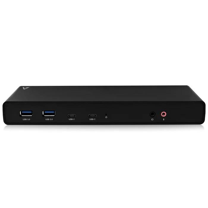V7 Base de conexión USB-C universal con potencia de salida, monitor doble 4K, HDMI, DisplayPort y Displaylink hasta 60 W, USB 3.2 Gen 1, Ethernet, Negro