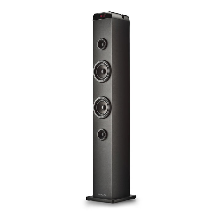 NGS SKY CHARM PRO Torre de Sonido con Bluetooth 80W 2.0 Negra con Entrada Óptica USB AUX FM y Broadcasting