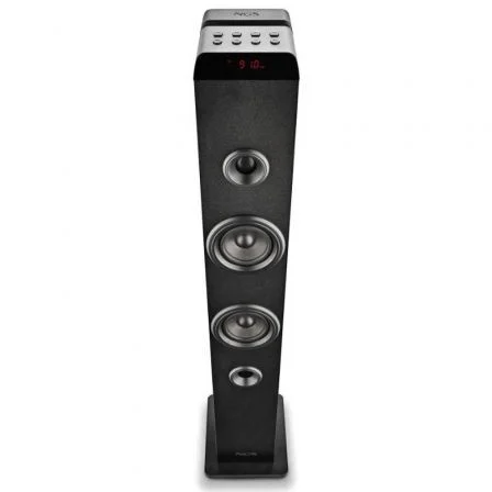 NGS Sky Charm Pro Torre de Sonido 80W Bluetooth 5.4 con Broadcasting, Micrófono Karaoke, Conexión Óptica/USB/AUX y Radio FM, Negro