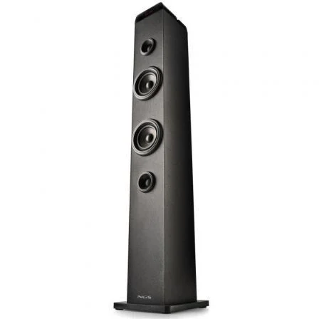 NGS Sky Charm Pro Torre de Sonido 80W Bluetooth 5.4 con Broadcasting, Micrófono Karaoke, Conexión Óptica/USB/AUX y Radio FM, Negro