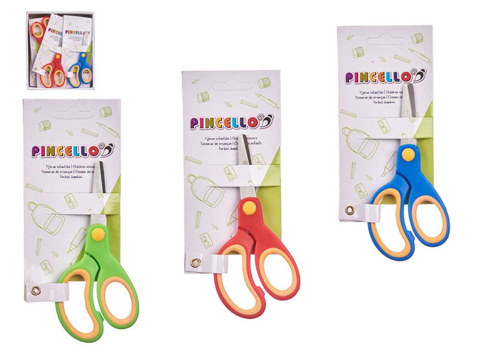 Pincello Tijeras Infantiles Diseño Surtido Plástico y Acero 6 x 13 x 1 cm (Set de 48)