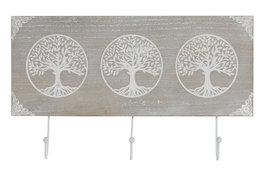 DKD Home Decor Perchero de Pared Árbol de la Vida Gris y Blanco