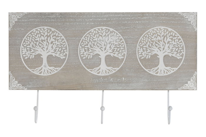 DKD Home Decor Perchero de Pared Árbol de la Vida Gris y Blanco DKD Home Decor Perchero de Pared Árbol de la Vida Gris y Blanco