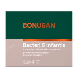 BONUSAN Bacteri 5 Infantis Probiótico Infantil 28 Sobres con 5 Cepas Bacterianas