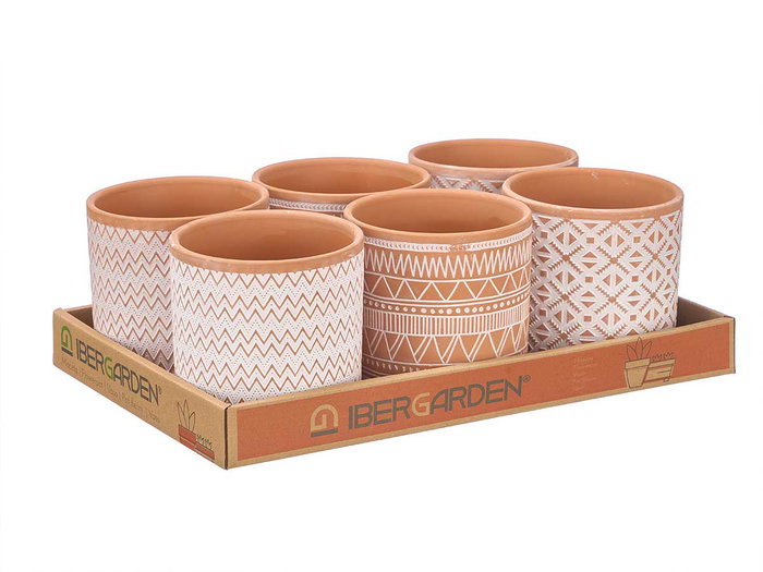 Ibergarden Maceta Color Terracota Cerámica 13.5 x 14 x 13.5 cm (Set de 12)