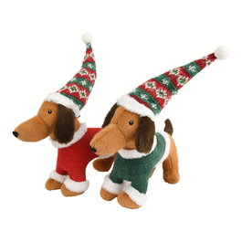 Decoris Perro peluche navideño con gorro colores surtidos