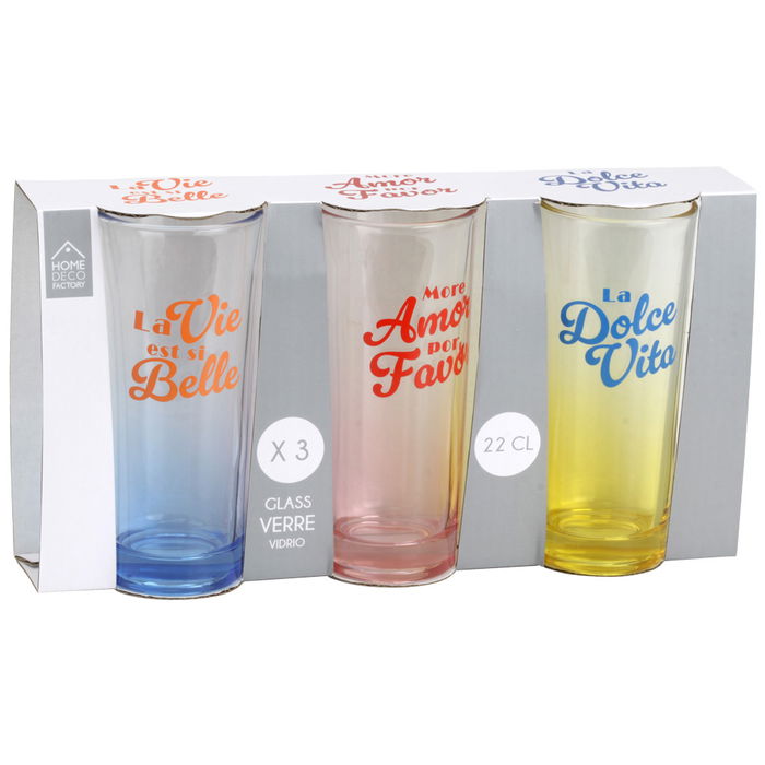 Home Deco Factory Juego de 3 Vasos 220 Ml Colección Dolce Vita