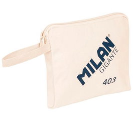Milan Bolso de Mano Gigante 403 Since 1918 Beige Algodón 26.5x22x3 cm