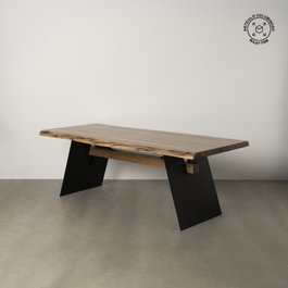 Ixia Mesa de Comedor Madera y Metal para Salón 220 x 100 x 77 cm