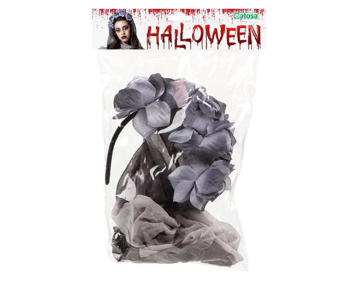 Diadema Halloween Novia Gris para Mujer Adulto - Toque Tétrico y Elegante para Disfraces