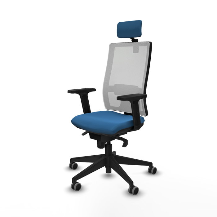 PIQUERAS Y CRESPO Silla de oficina Horna con mecanismo Sincro, Azul claro y Blanco