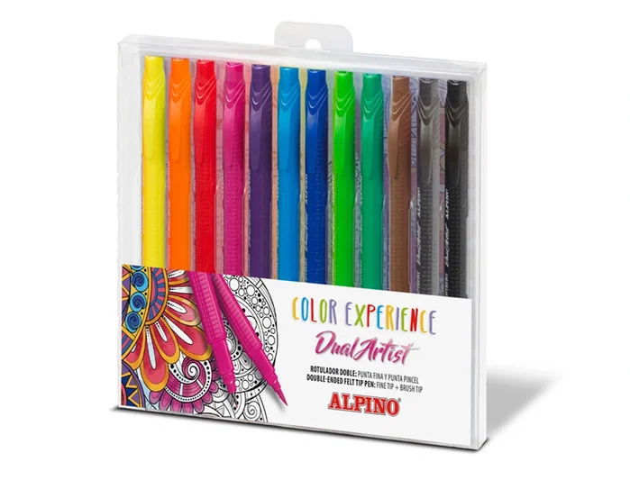 Alpino Color Experience Dual Artist Rotuladores Doble Punta, 12 Unidades Surtidas