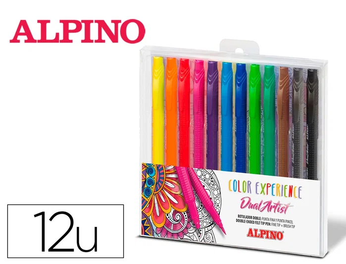 Alpino Color Experience Dual Artist Rotuladores Doble Punta, 12 Unidades Surtidas
