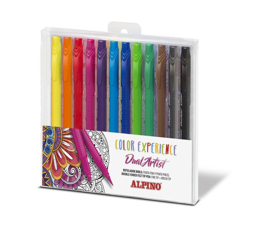 Alpino Color Experience Dual Artist Rotuladores Doble Punta, 12 Unidades Surtidas