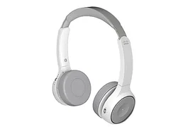 Cisco 730 Auriculares Diadema Bluetooth con Cancelación Activa de Ruido para Llamadas/Música - Conectividad Inalámbrica y por Cable, Base de Carga, Color Platino y Blanco