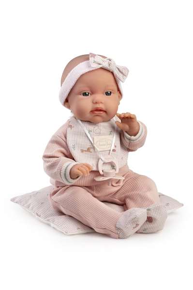 Antonio Juan Muñeca Toneta con babero, cuerpo flexible 34cm, idiomas español, francés, alemán, italiano, ucraniano, portugués, neerlandés, ruso, polaco, árabe