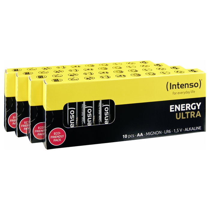 Intenso Energy Ultra AA LR06 Alcalina 1,5V 2600mAh Negro Amarillo Pack de 40 Intenso Energy Ultra AA LR06 Alcalina 1,5V 2600mAh Negro Amarillo Pack de 40