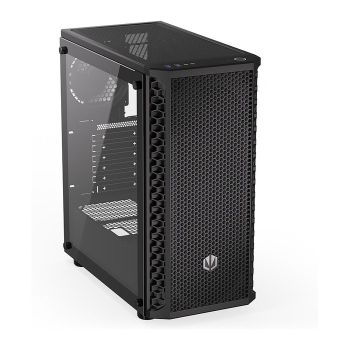 Endorfy Signum 300 Core Black PC Gehäuse - Torre ATX, Panel Frontal de Malla, 1 Ventilador Incluido, Compatible con Fuentes de Alimentación ATX, Acabado Negro Mate
