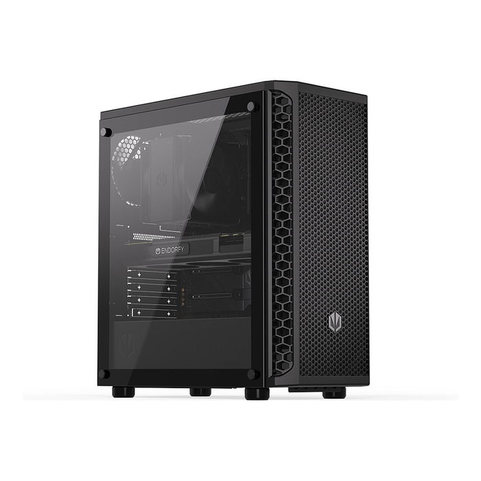 Endorfy Signum 300 Core Black PC Gehäuse - Torre ATX, Panel Frontal de Malla, 1 Ventilador Incluido, Compatible con Fuentes de Alimentación ATX, Acabado Negro Mate
