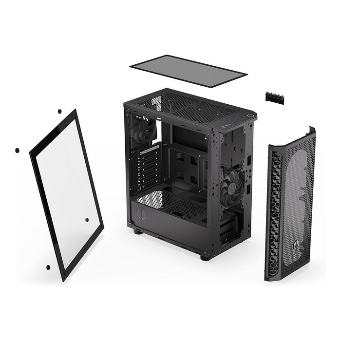 Endorfy Signum 300 Core Black PC Gehäuse - Torre ATX, Panel Frontal de Malla, 1 Ventilador Incluido, Compatible con Fuentes de Alimentación ATX, Acabado Negro Mate