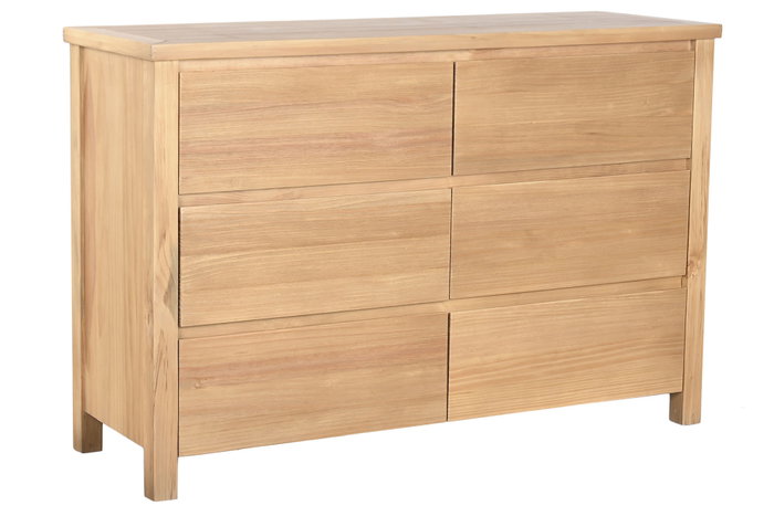 DKD Home Decor Cómoda Alpino Pino Natural 6 Cajones 120x40x80 cm