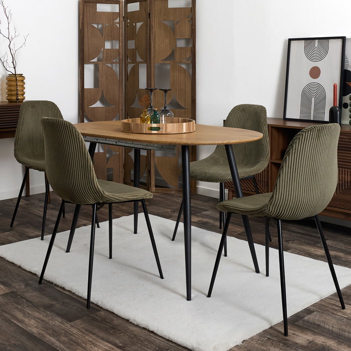 Home Deco Factory Silla Scott Verde - Colección Cocooning, Estructura Madera y Hierro, Tapizado Poliéster, 54x45x85 cm