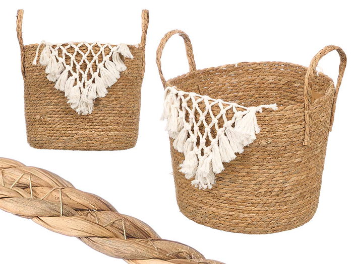 Giftdecor Macetero Mimbre Macramé Pompón Blanco Grande 32x36x32 cm (Set de 6) Giftdecor Macetero Mimbre Macramé Pompón Blanco Grande 32x36x32 cm (Set de 6)